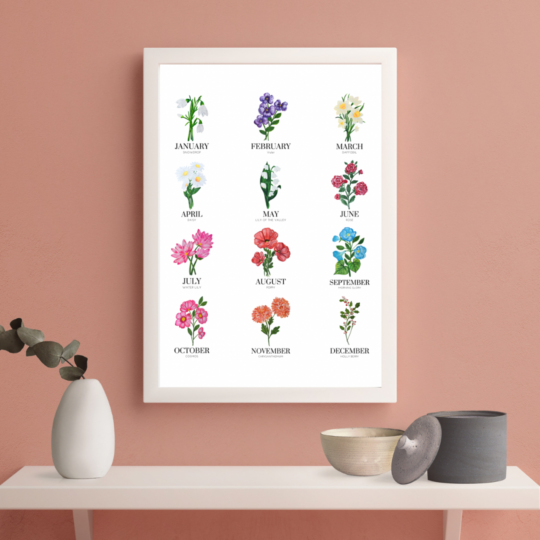 All Birth Month Flowers II art print