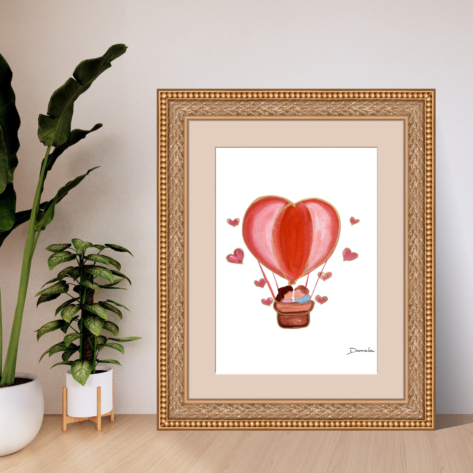 Heart Air Balloon Art Print