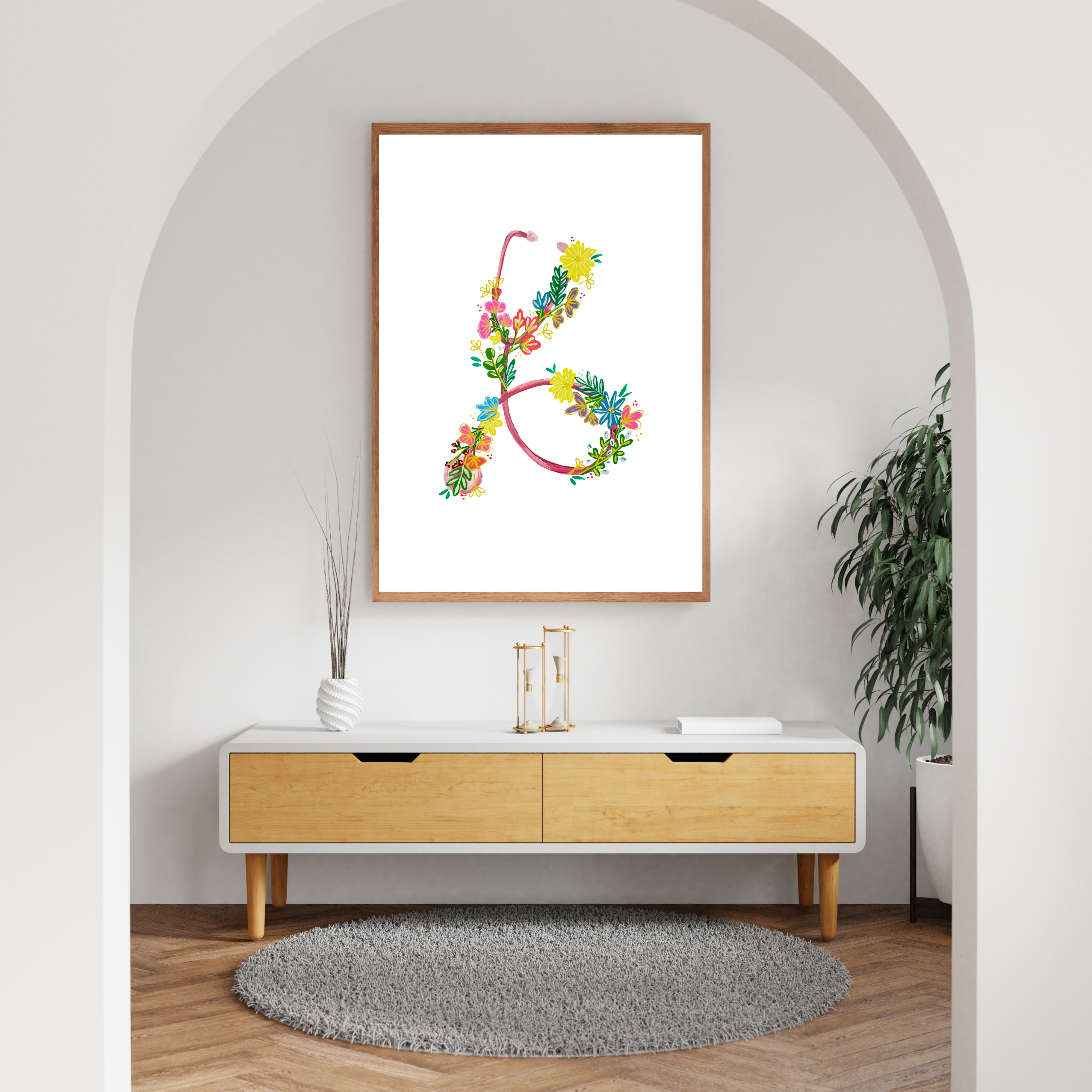Stethoscope & Flowers art print