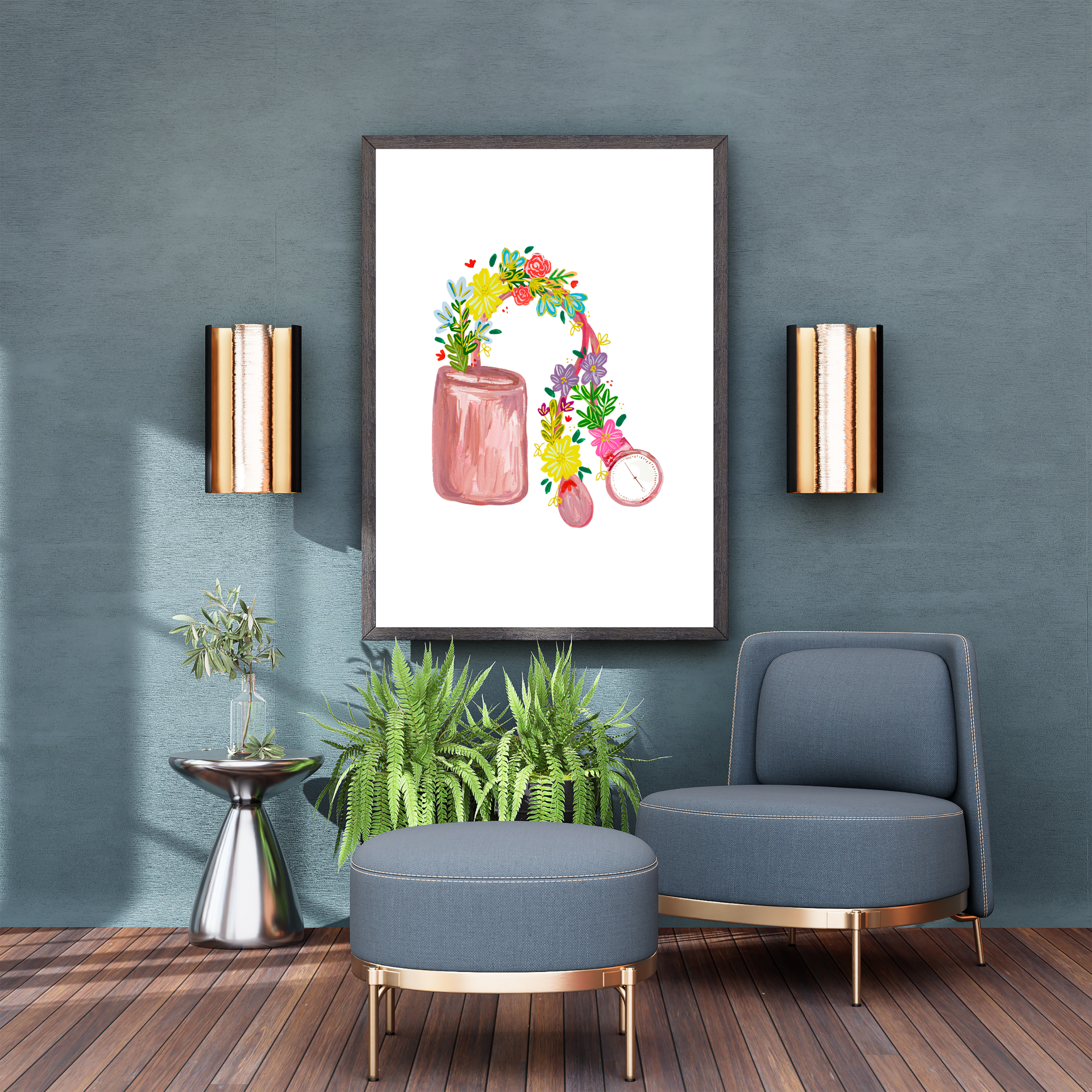 Tensiometer & Flowers art print
