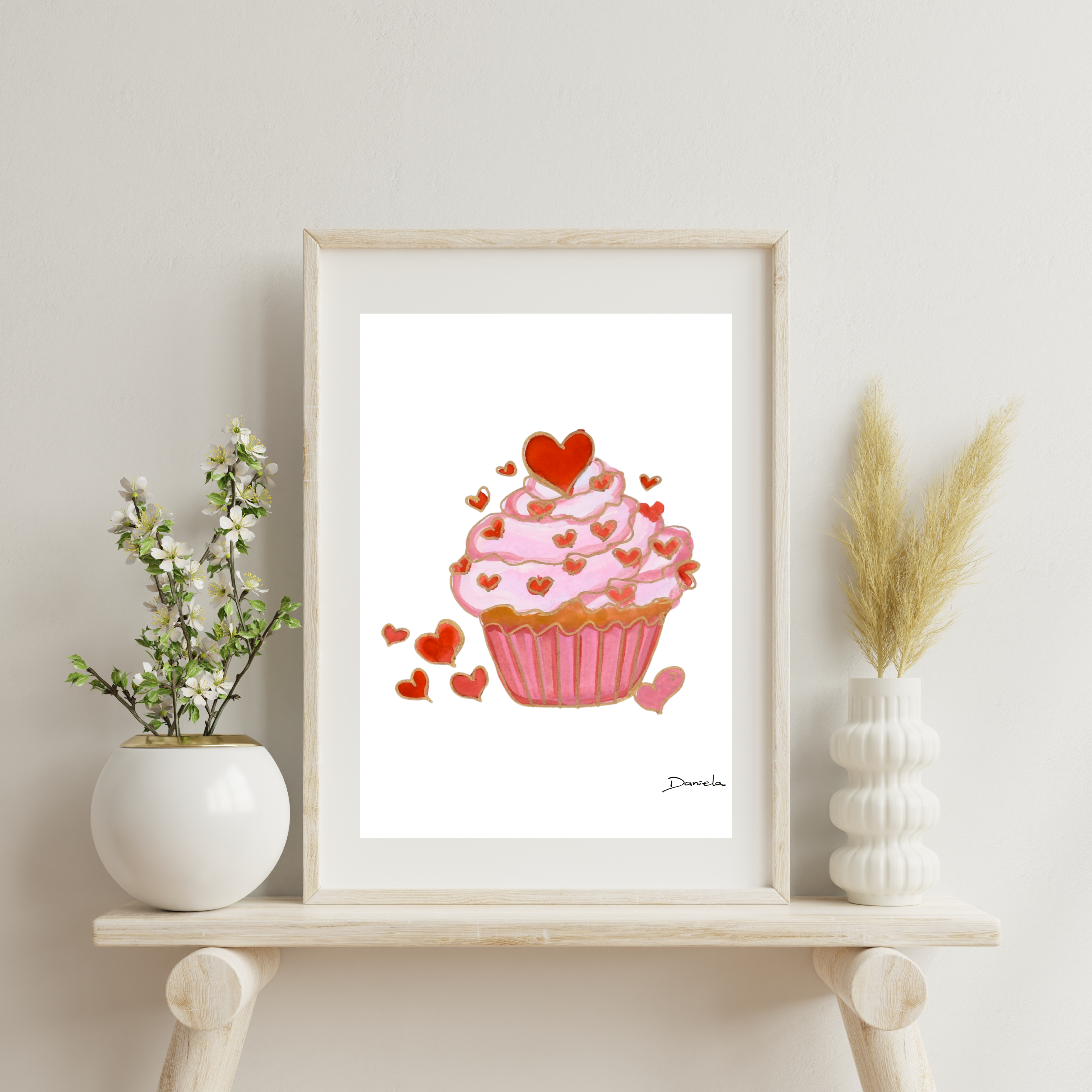 Valentine Cupcake Art Print