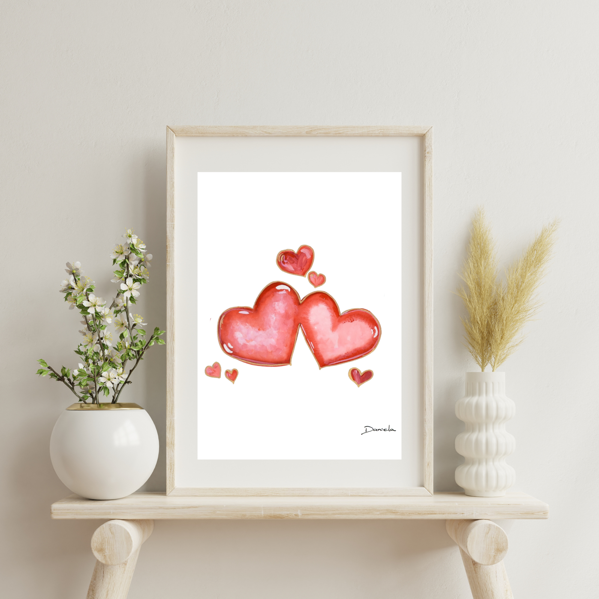 Double Hearts Art Print