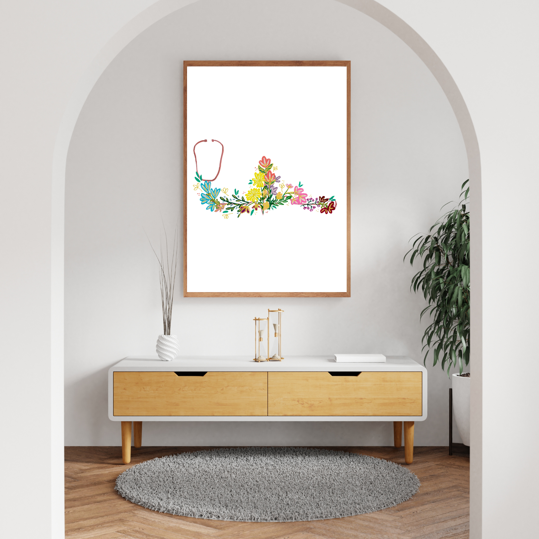 Stethoscope and Ekg art print