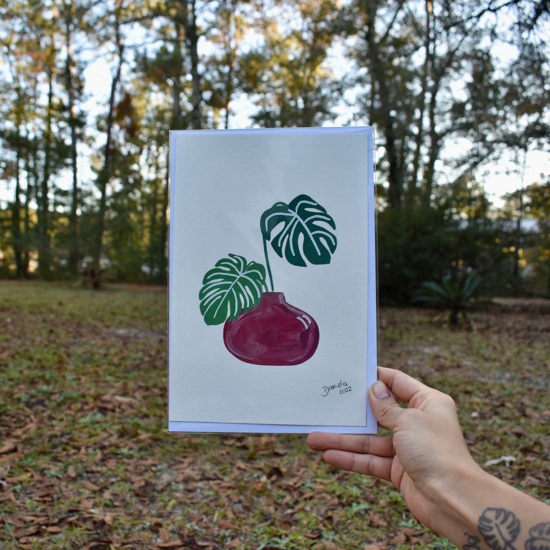 Monstera on red original