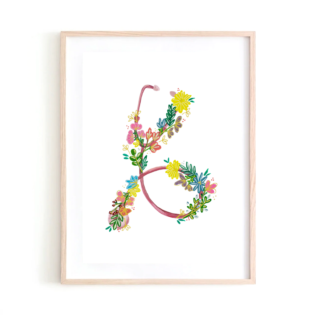 Stethoscope & Flowers art print