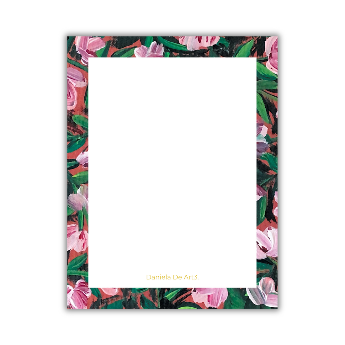 Pink & white flowers on red Notepad