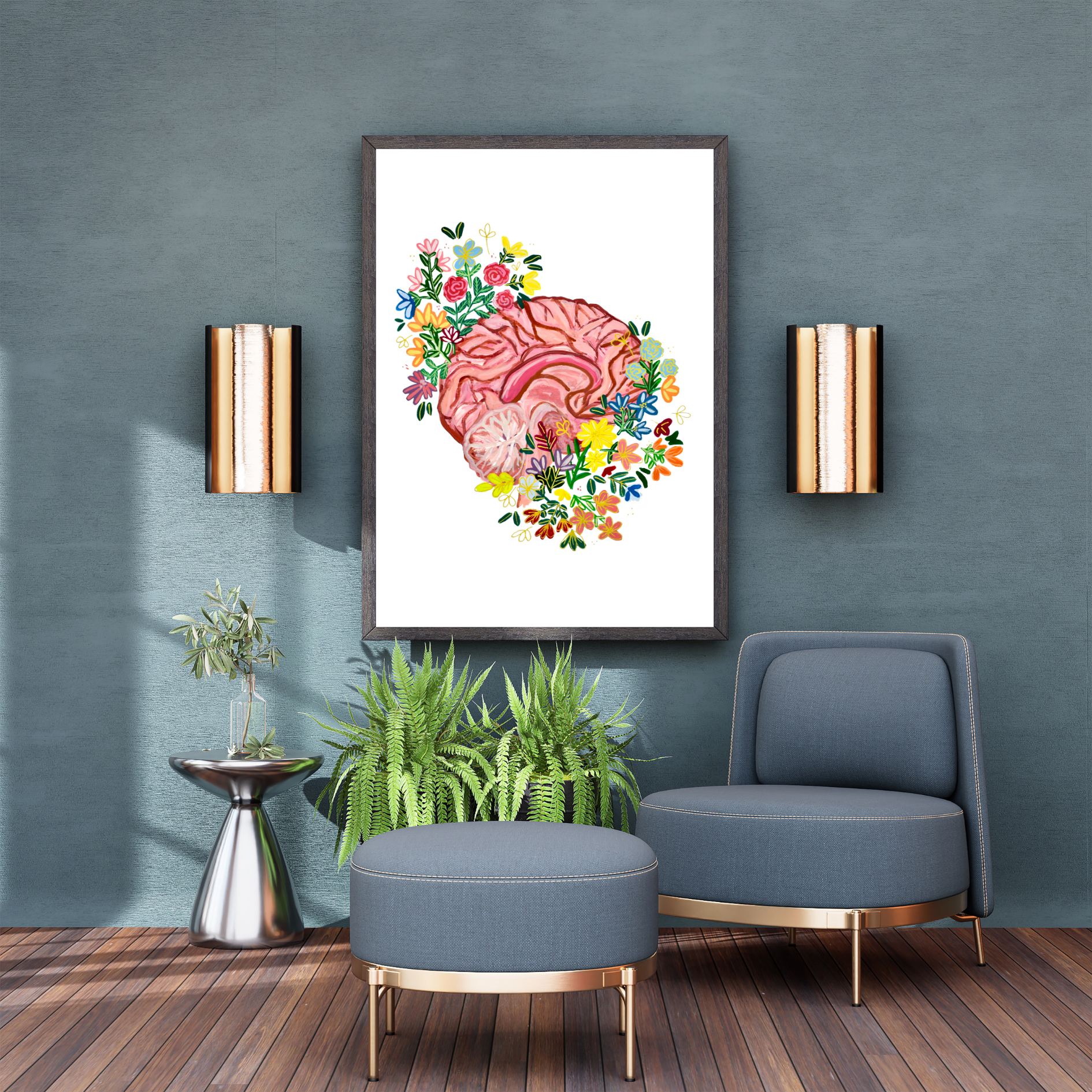 Sagittal brain art print