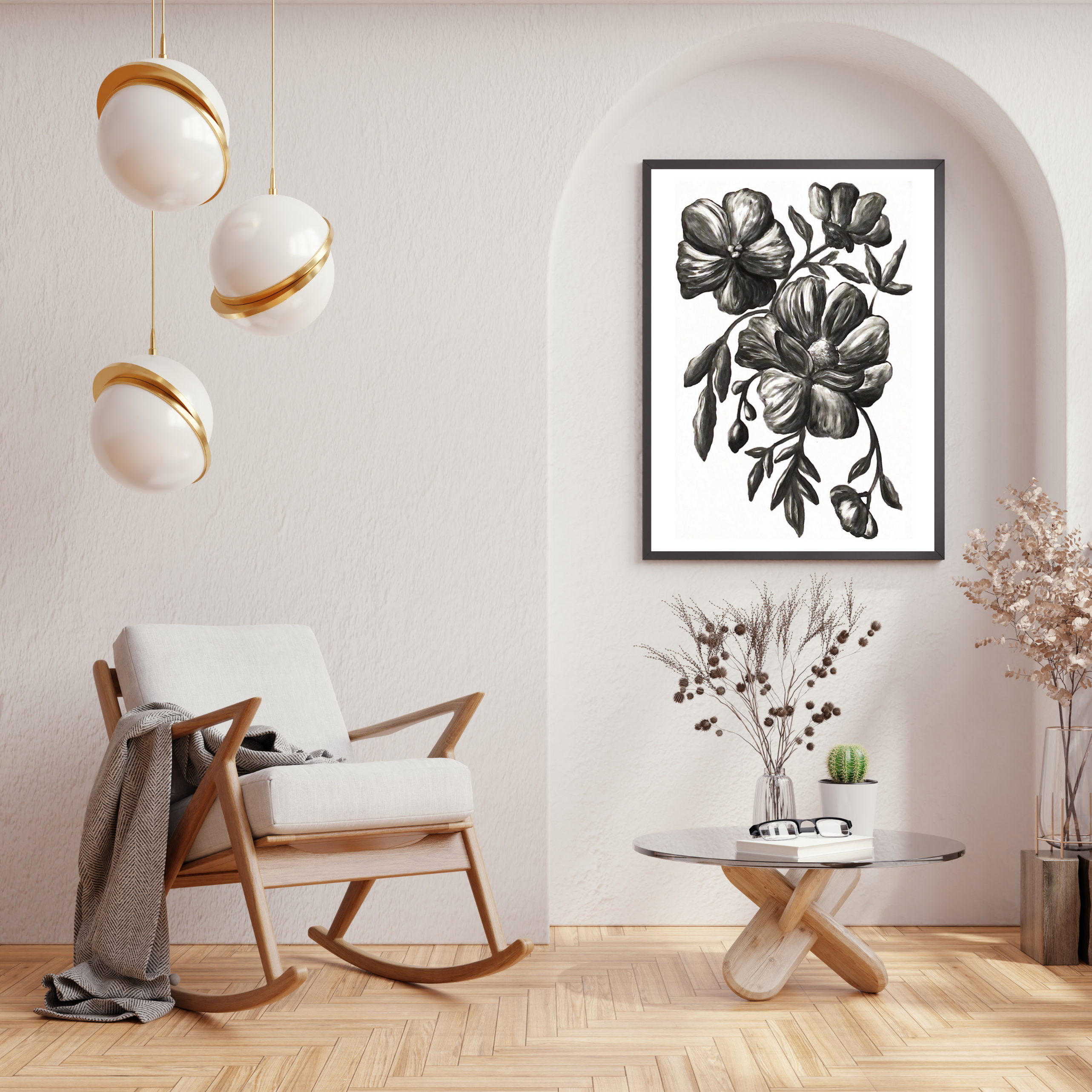 Flowers in black