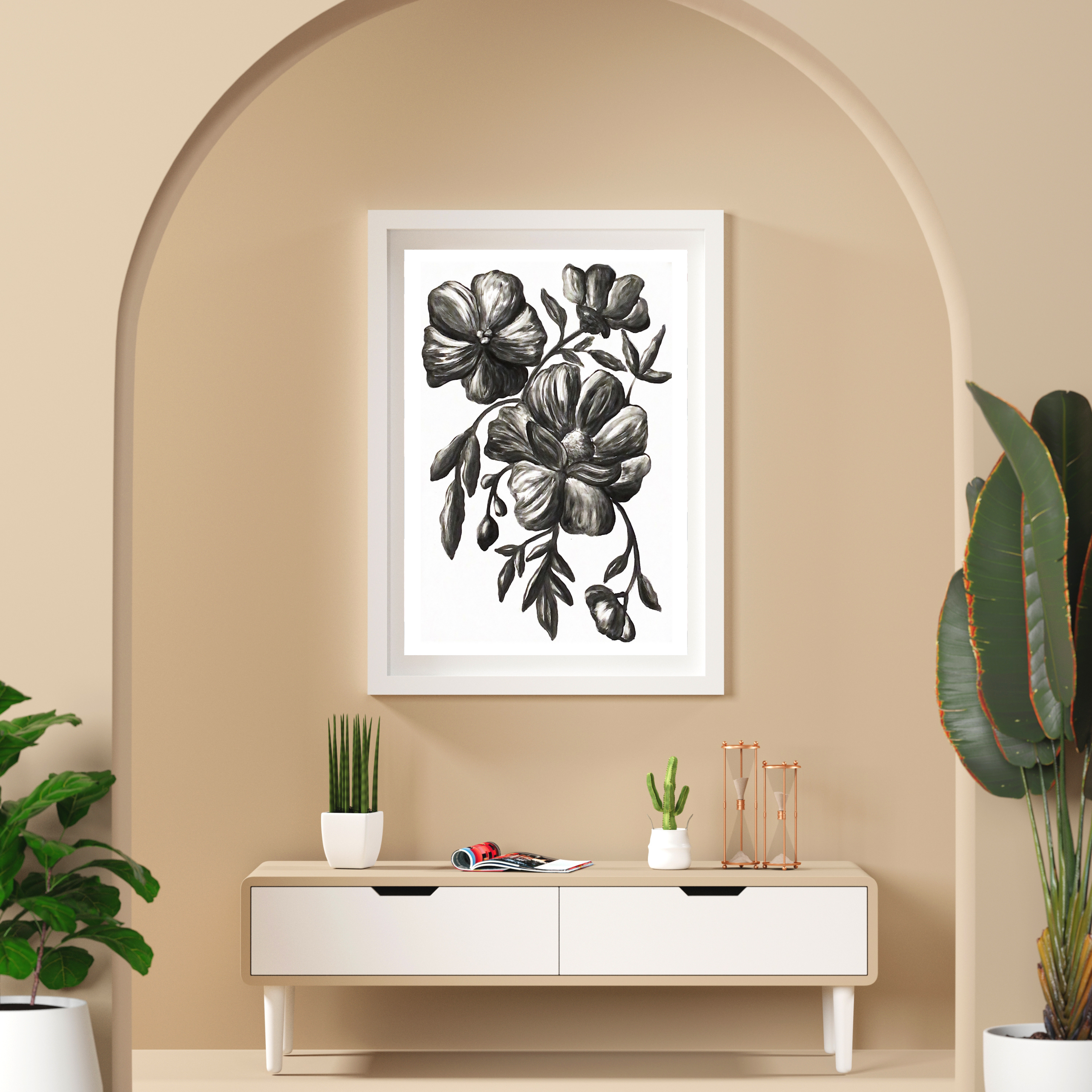 Flowers in black