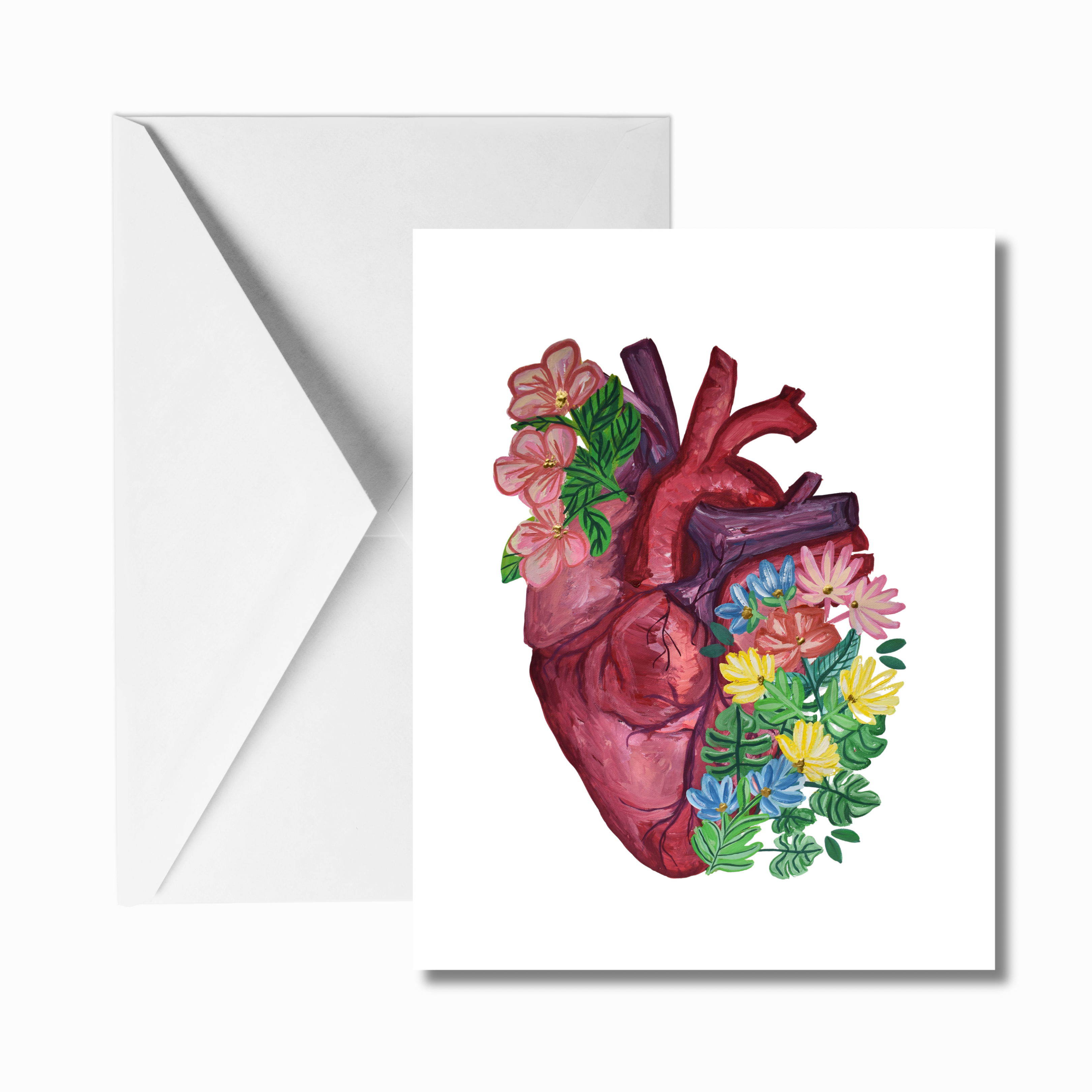Heart and flowers Greeting Cards (3-designs)