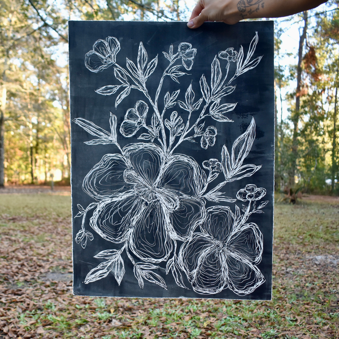 Printmaking Flowers Il original