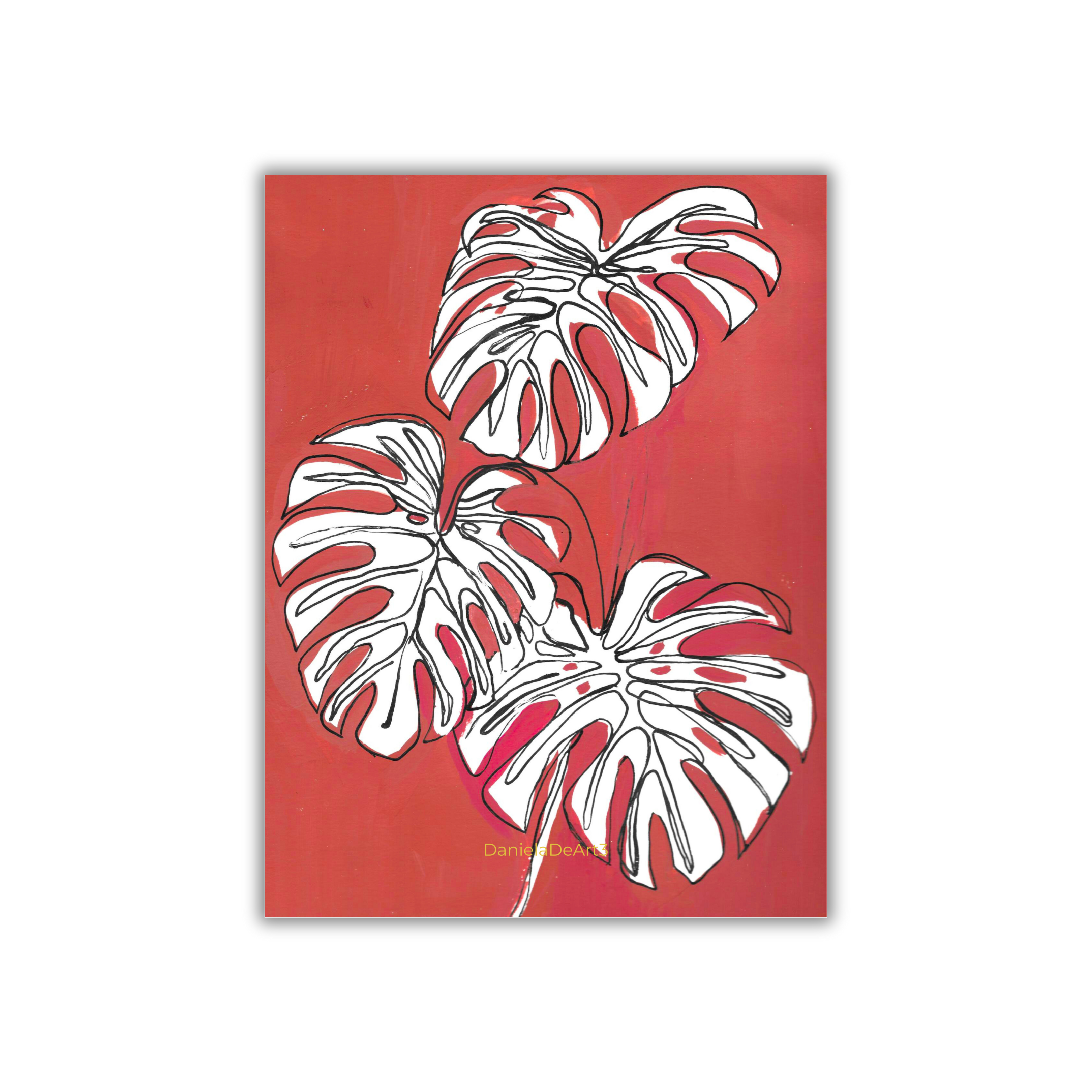 Red with white monstera magneto
