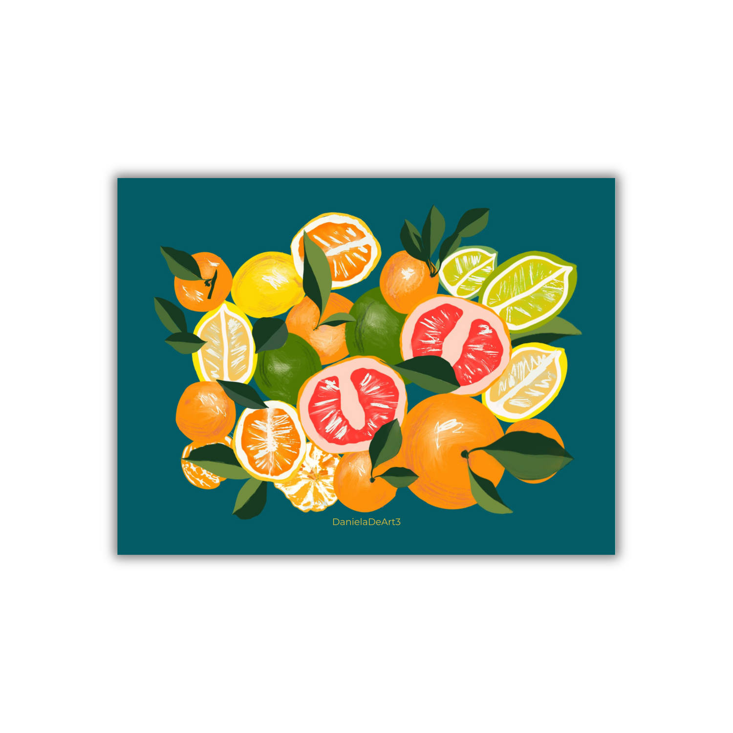 LEMONS AND ORANGES ON Blue Sticker waterproof quality vinyl matte
