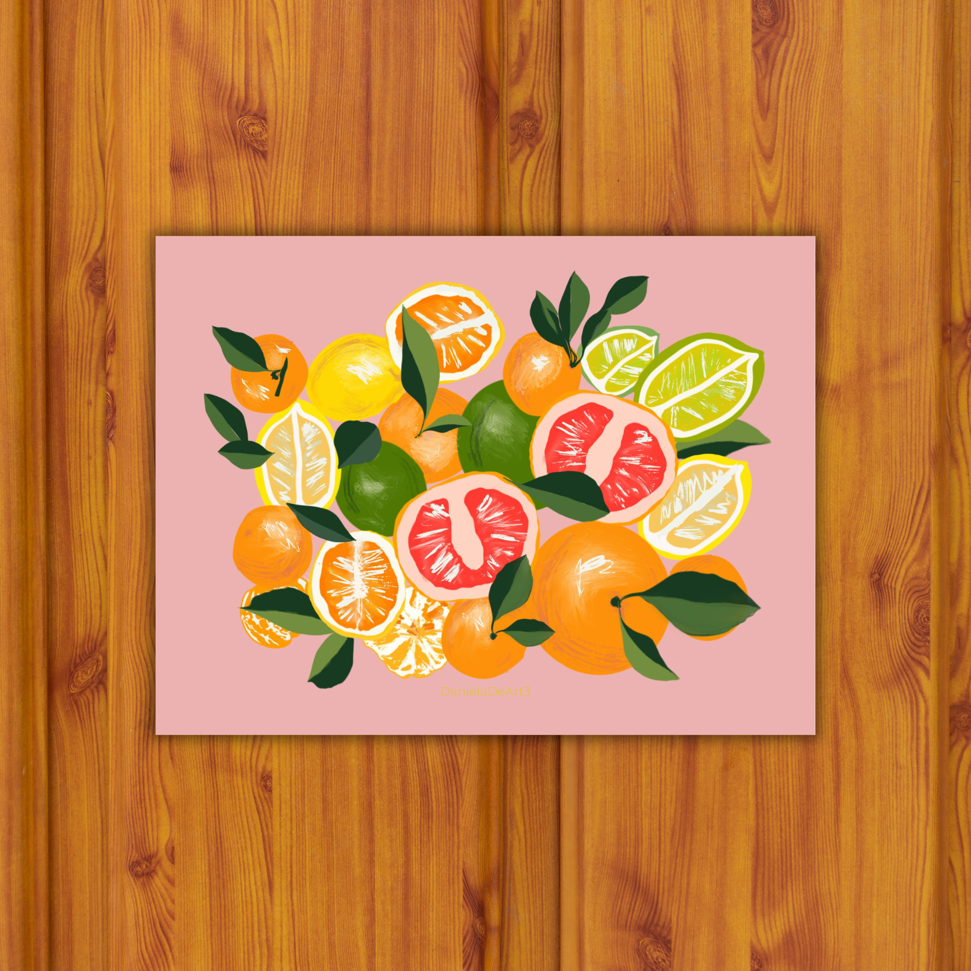 LEMONS AND ORANGES ON PINK Sticker waterproof quality vinyl matte