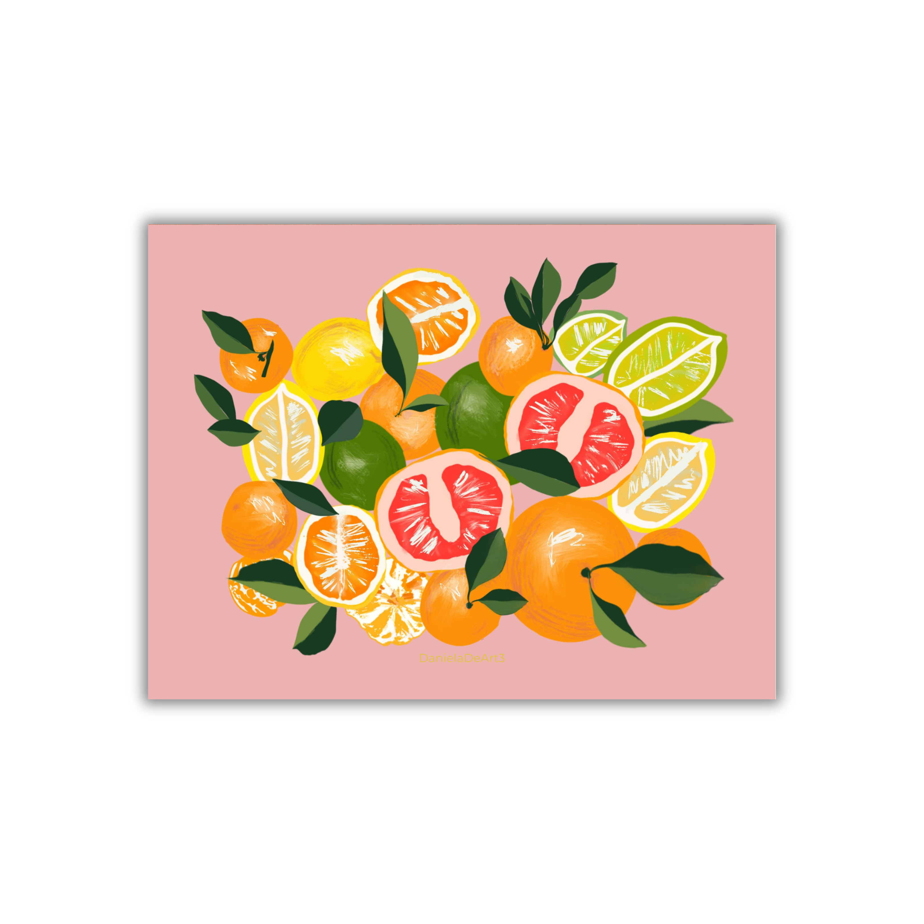 LEMONS AND ORANGES ON PINK Sticker waterproof quality vinyl matte
