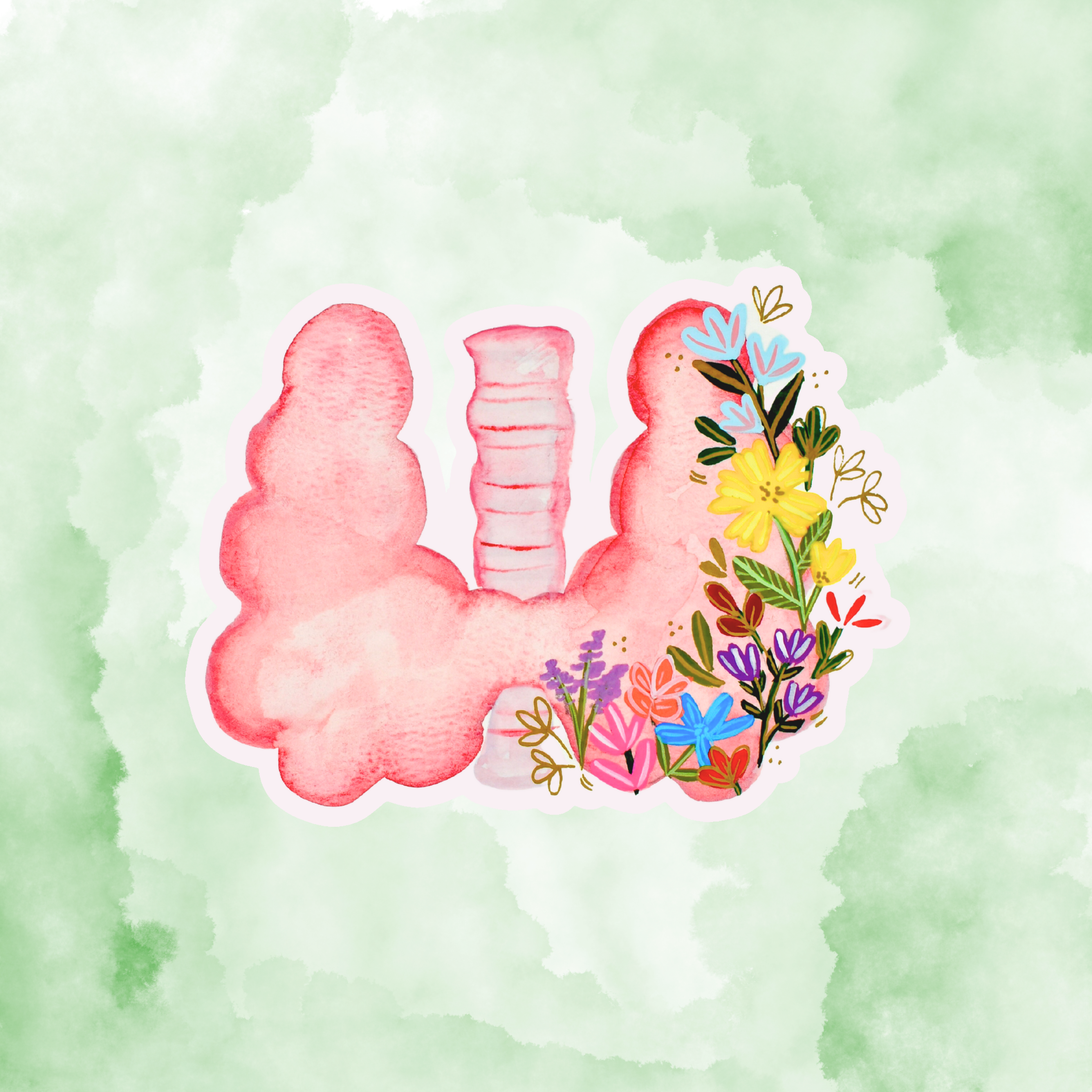 Thyroid Sticker waterproof quality vinyl matte