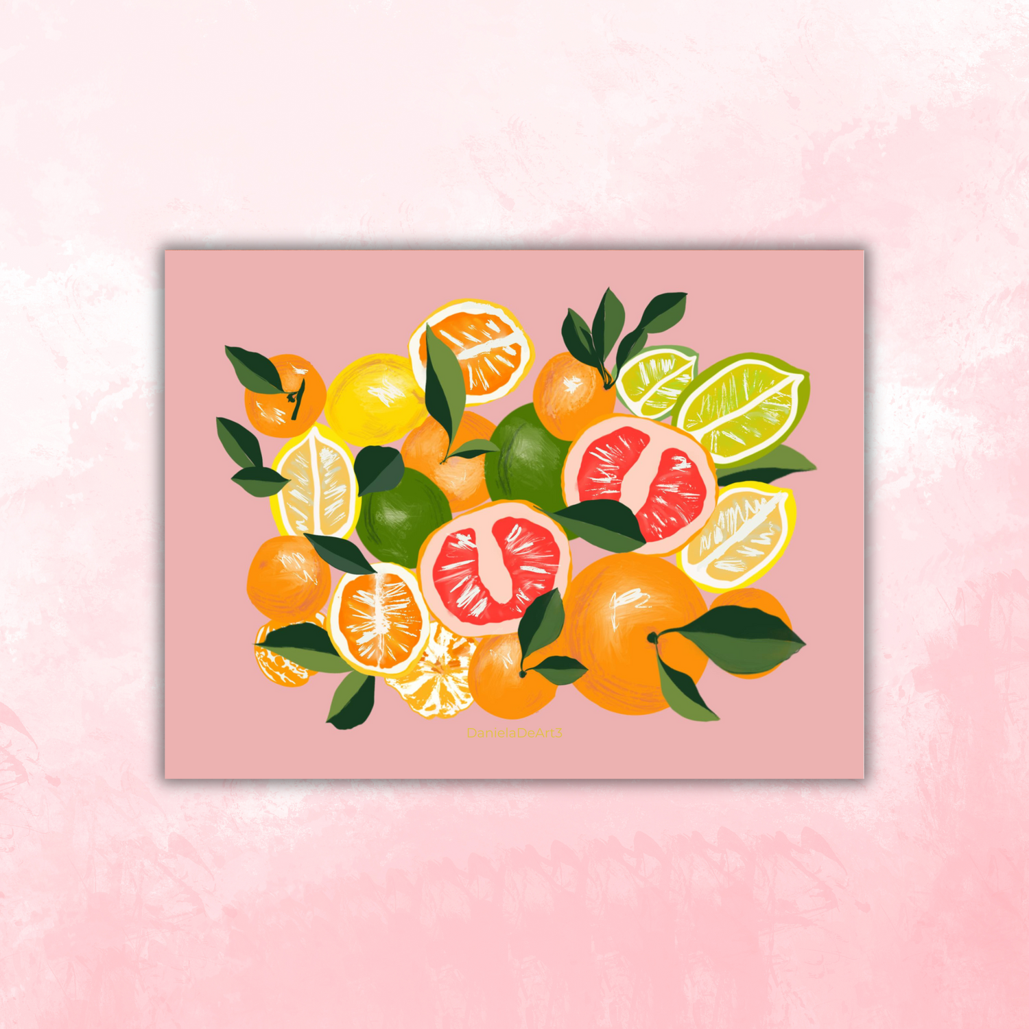LEMONS AND ORANGES ON PINK  Sticker waterproof quality vinyl matte