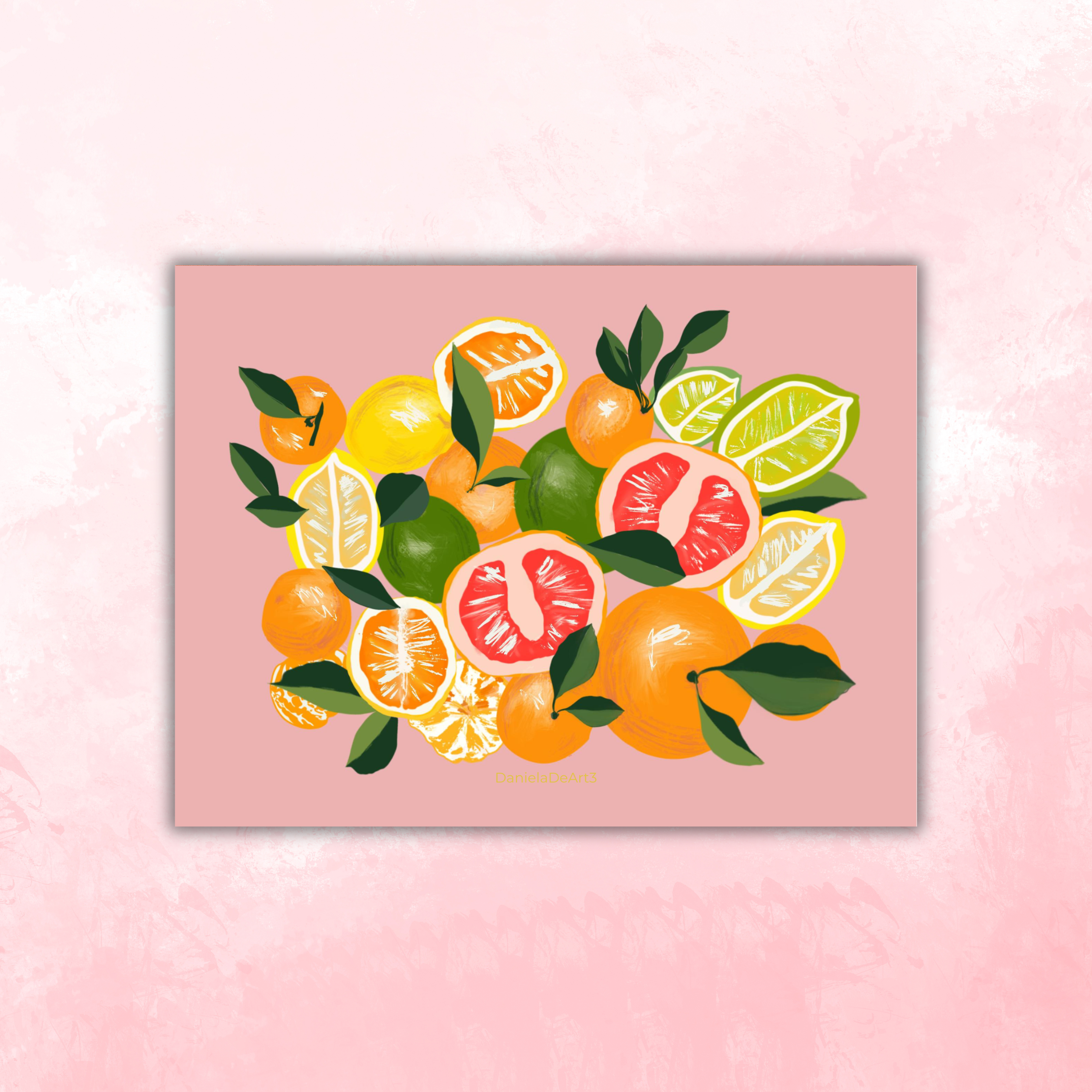 LEMONS AND ORANGES ON PINK Sticker waterproof quality vinyl matte