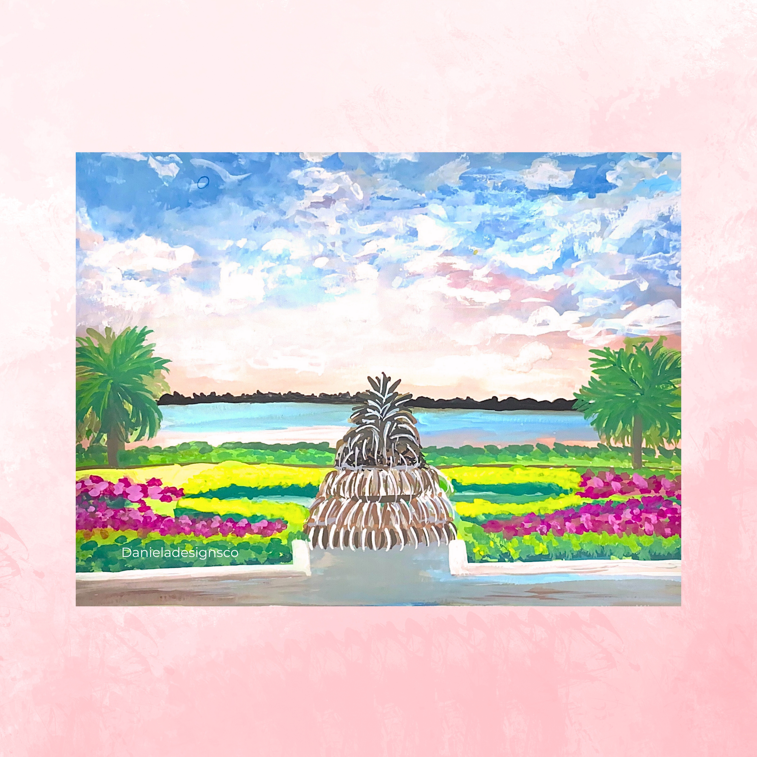 Pineapple Fountain Charleston Sticker waterproof quality vinyl matte