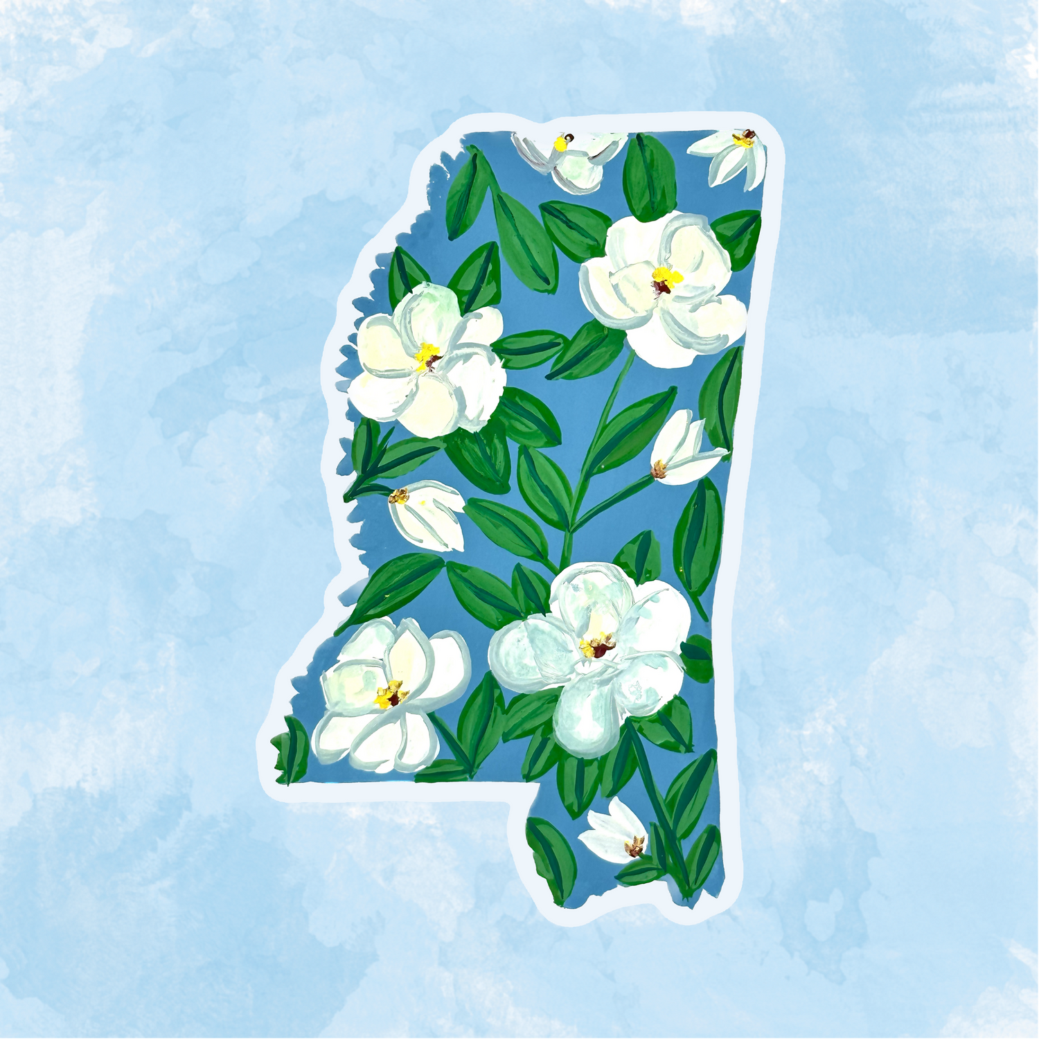 Mississipi State Flowers sticker WATERPROOF QUALITY VINYL MATTE