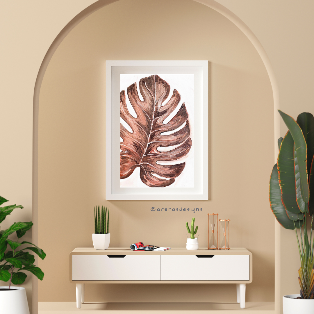Terracotta Monstera art print