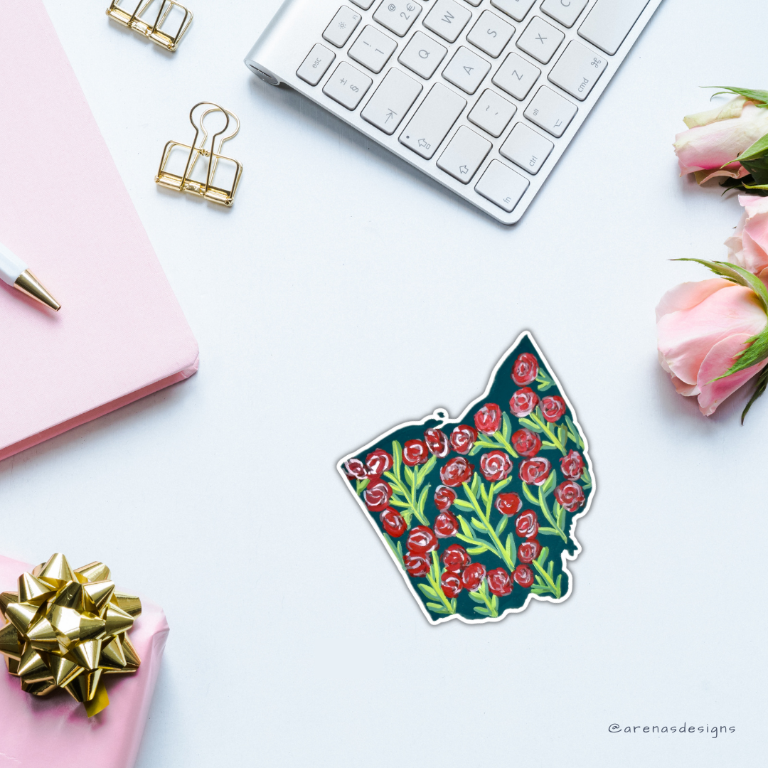 Ohio State Flowers Sticker WATERPROOF QUALITY VINYL MATTE