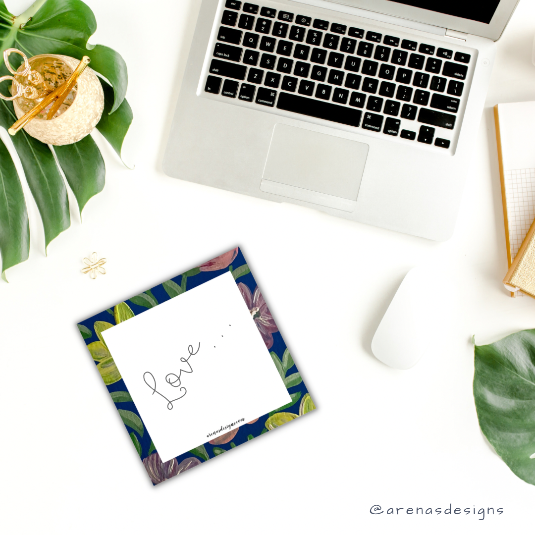 Colorful Flowers on Blue post it