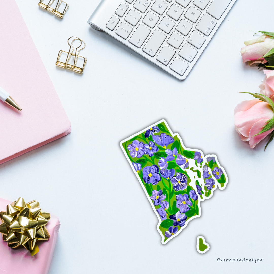 Rhode Island State Flowers Sticker WATERPROOF QUALITY VINYL MATTE