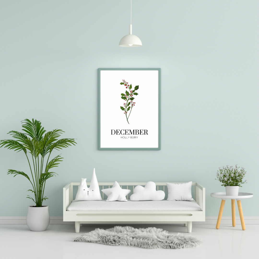 December Holly Berry art print