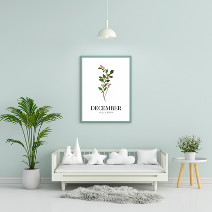 December Holly Berry art print