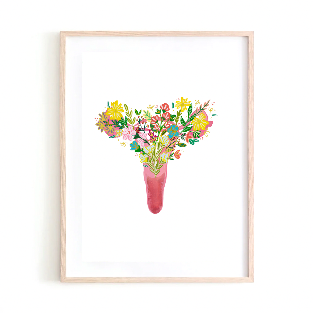 Uterus & Flowers art print