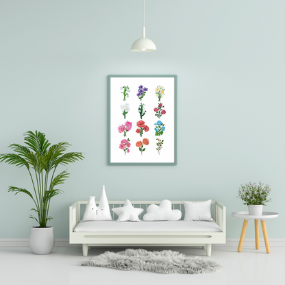 All Birth Month Flowers art print