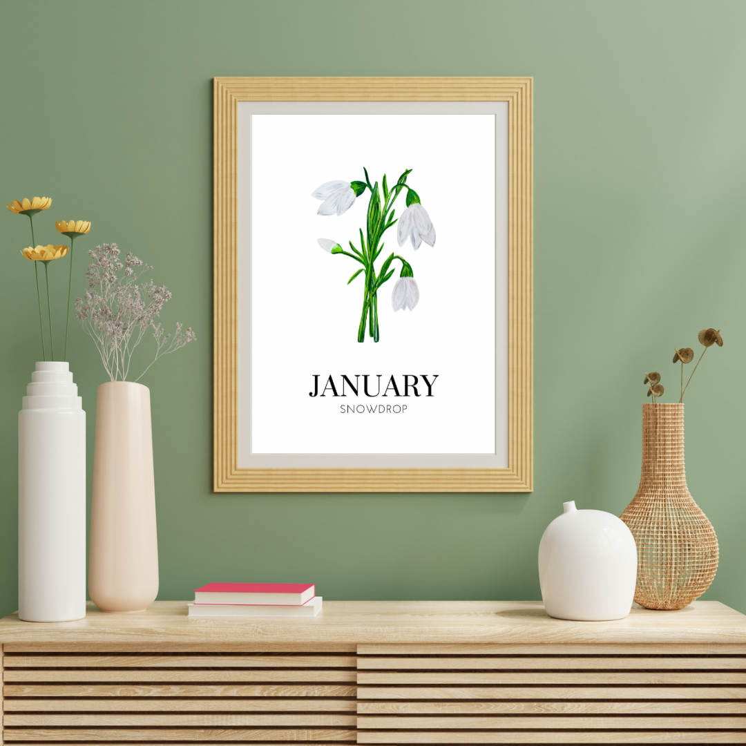 January Snowdrop art print