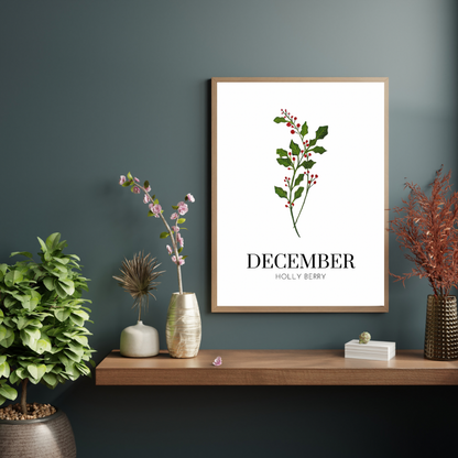 December Holly Berry art print