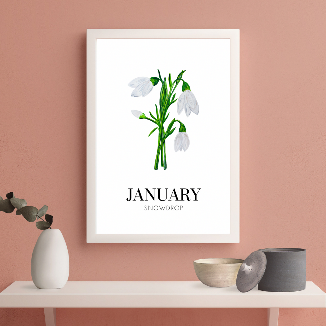 January Snowdrop art print