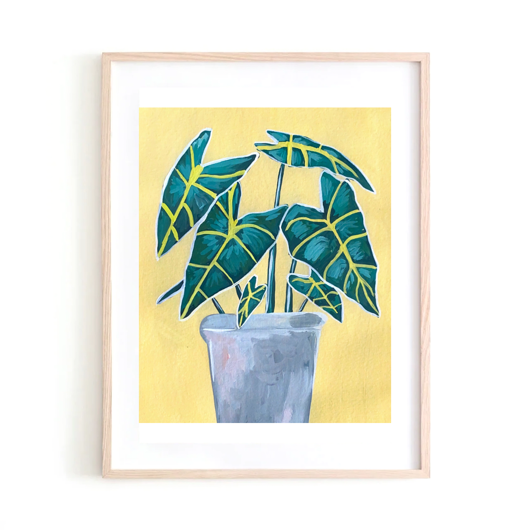 Alocasia on Yellow art print