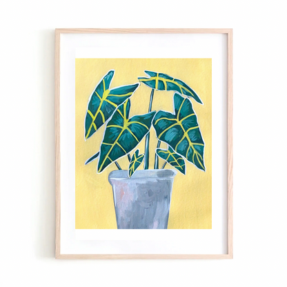 Alocasia on Yellow art print