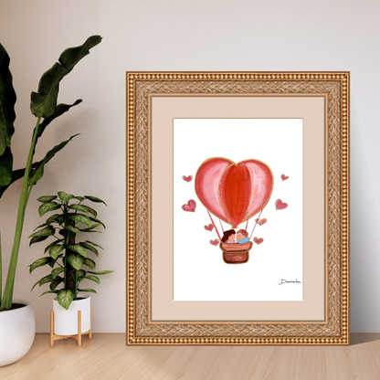 Heart Air Balloon Art Print