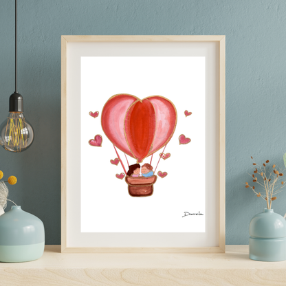 Heart Air Balloon Art Print
