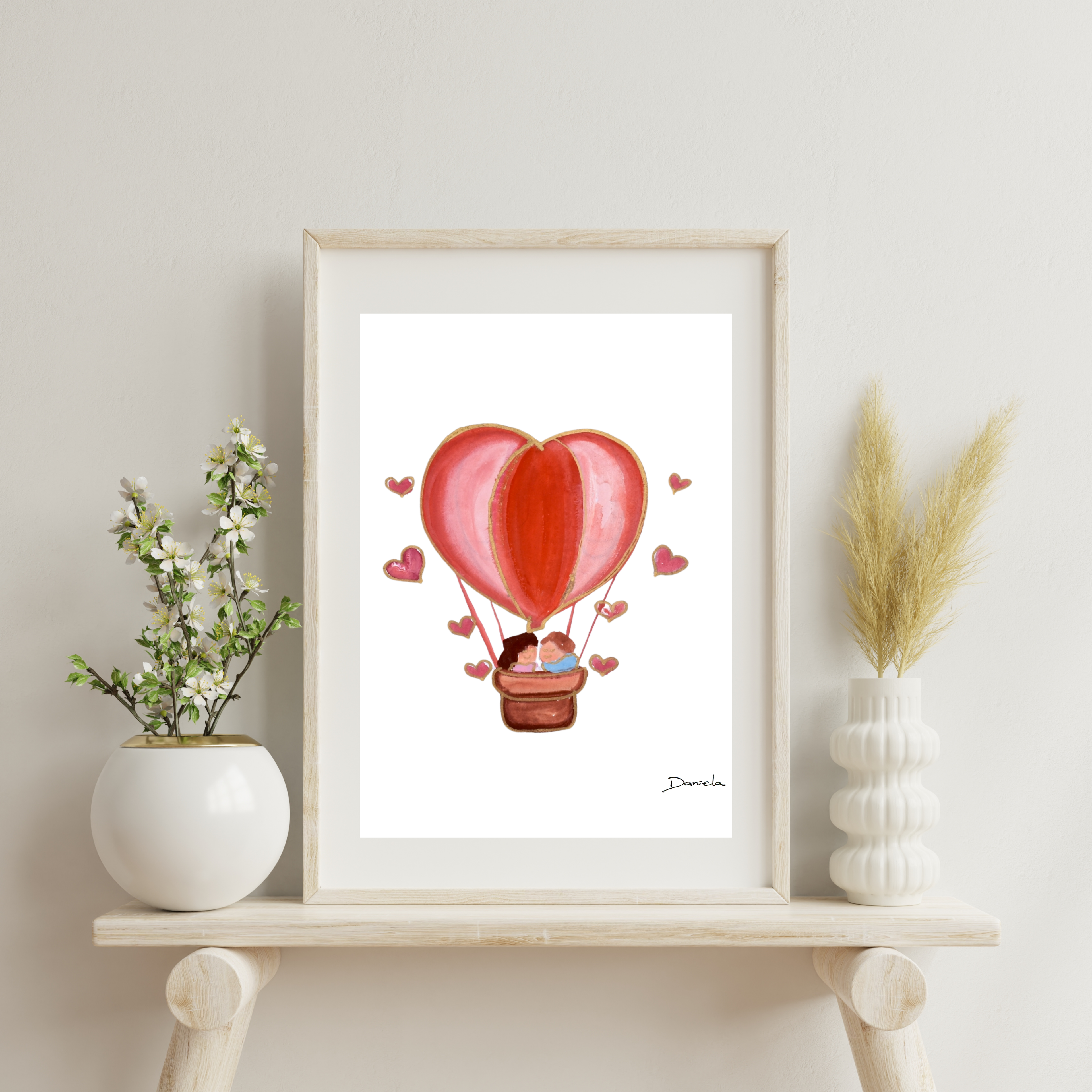 Heart Air Balloon Art Print