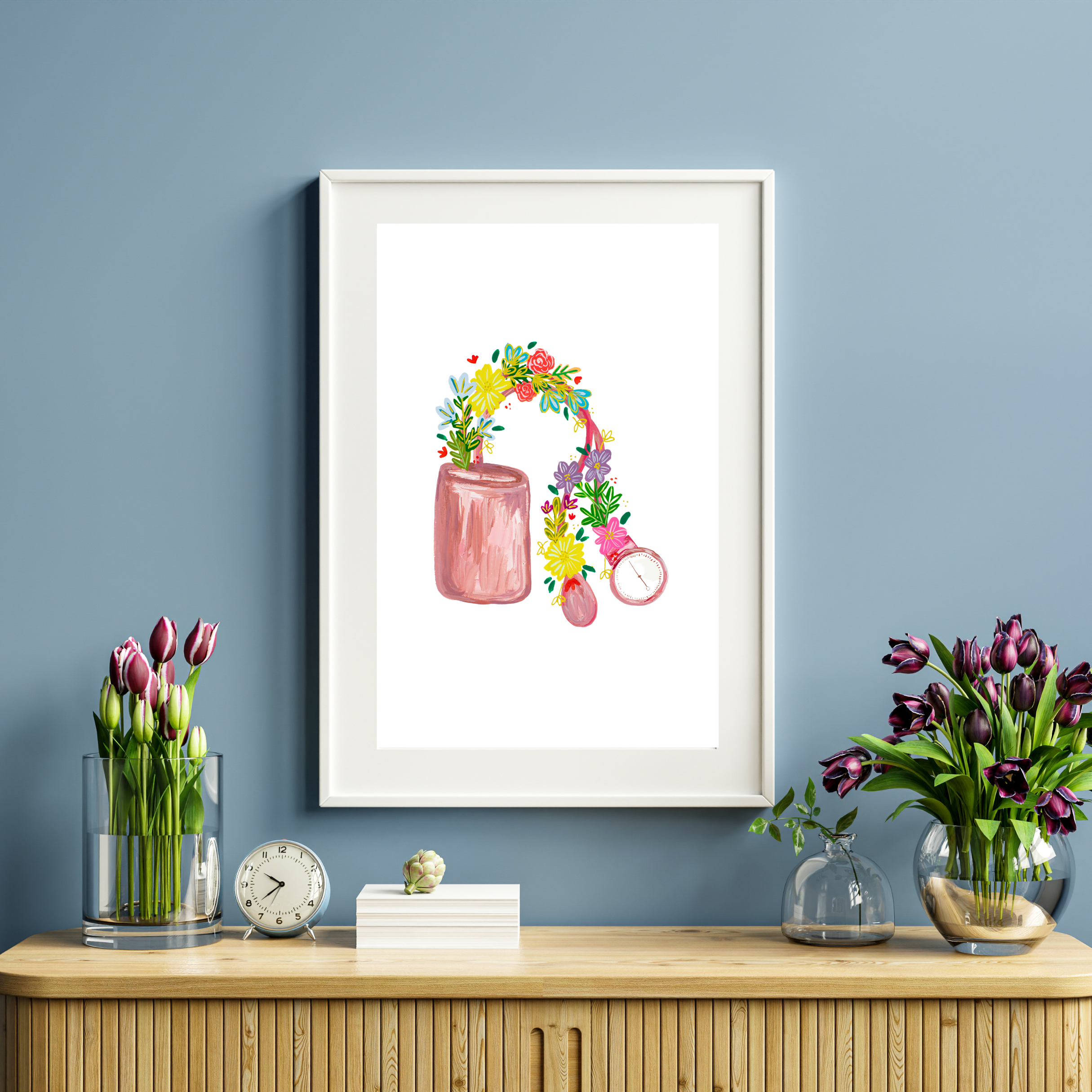 Tensiometer &amp; Flowers art print