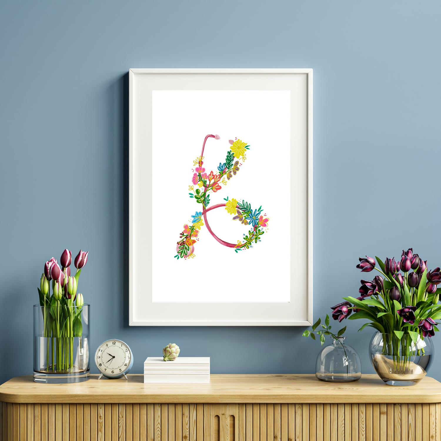 Stethoscope &amp; Flowers art print