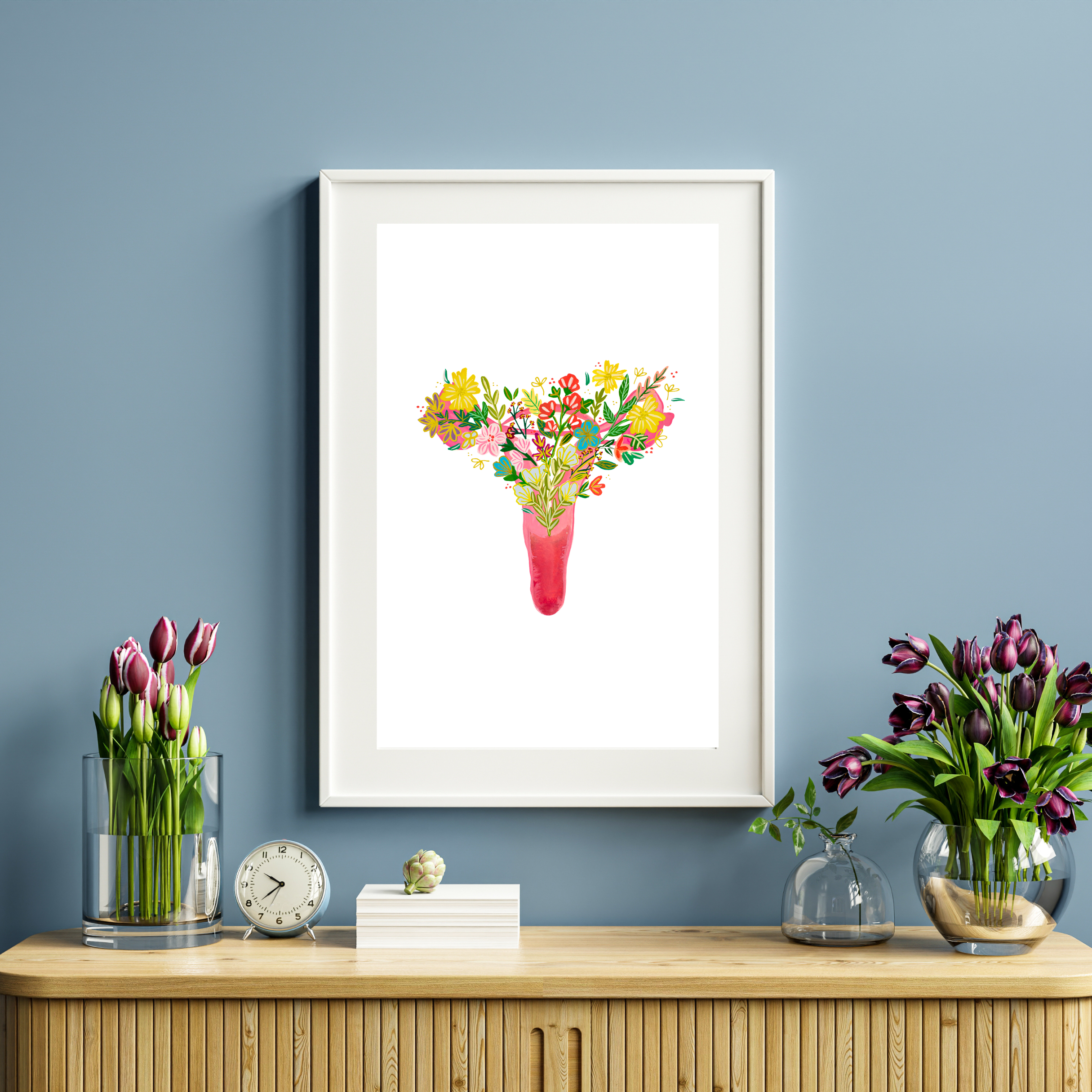 Uterus &amp; Flowers art print