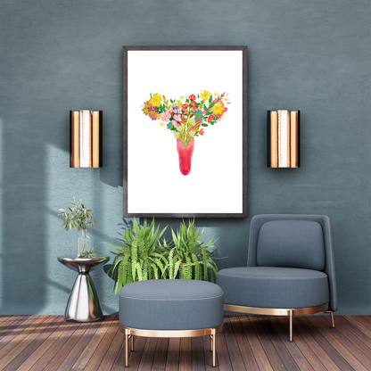 Uterus &amp; Flowers art print