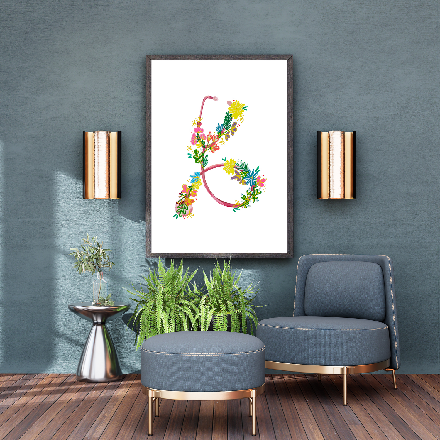 Stethoscope &amp; Flowers art print