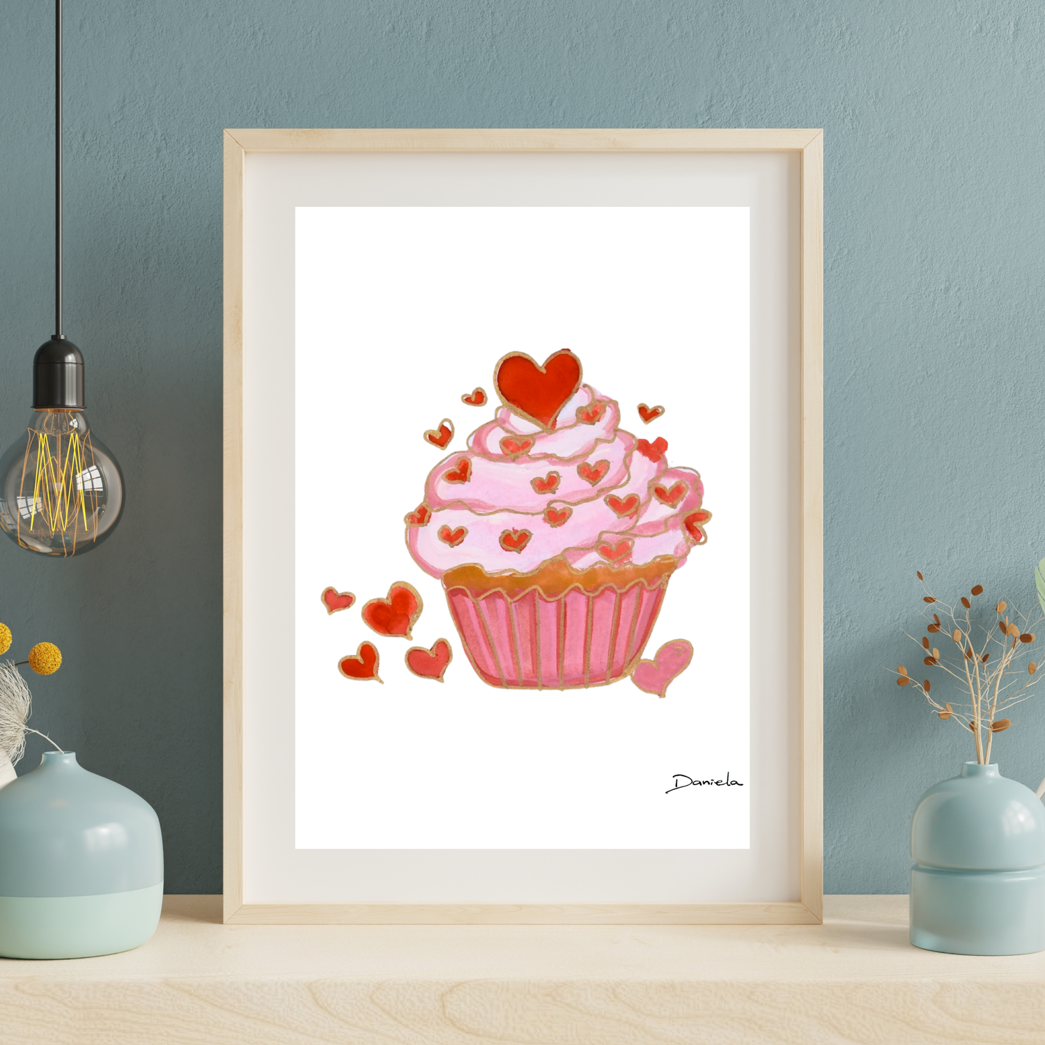 Valentine Cupcake Art Print
