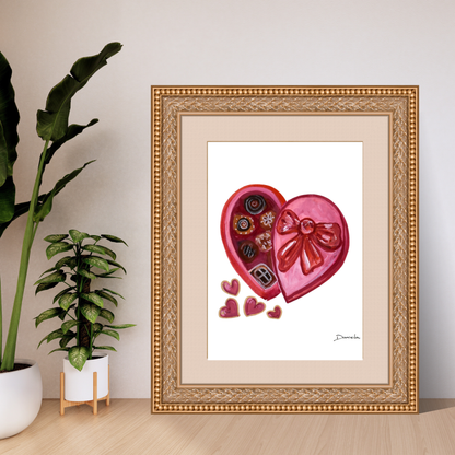 Chocolate Heart Box Art Print