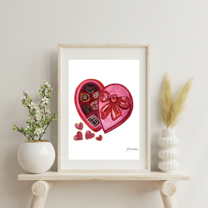 Chocolate Heart Box Art Print