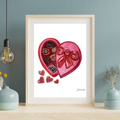 Chocolate Heart Box Art Print