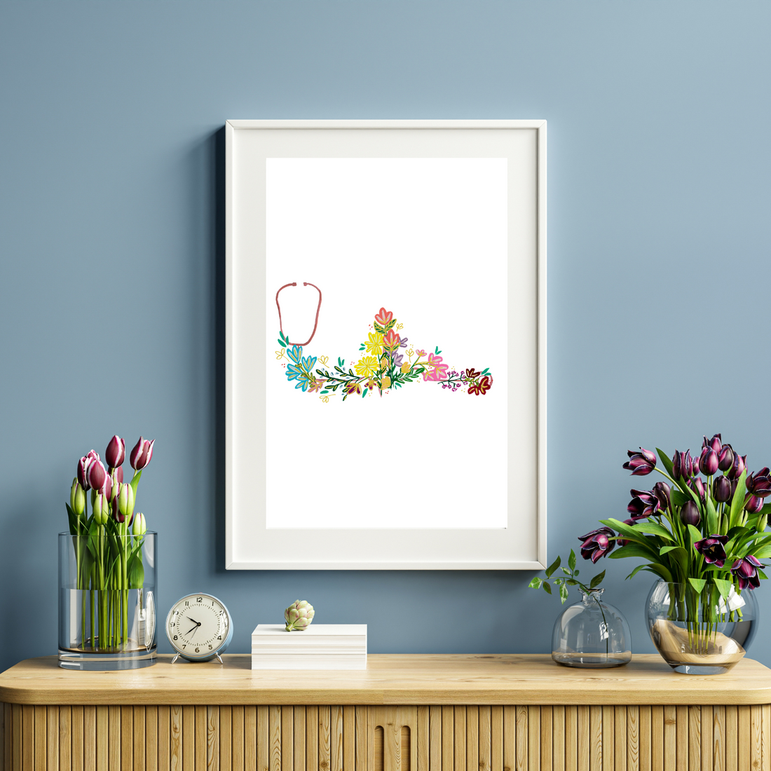 Stethoscope and Ekg art print